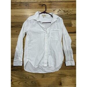 Cloth & Stone Top White Collared Button Up Work Shirt Blouse Long Sleeve Small